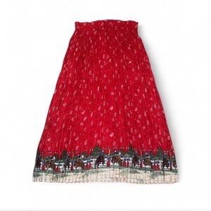 Rhythm blue large Red rodeo bull ride Patterned Women's crinkle Skirt paisley